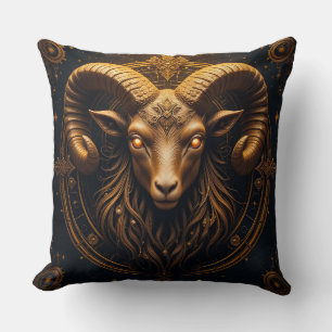 Golden Verziert Ram Head Kissen