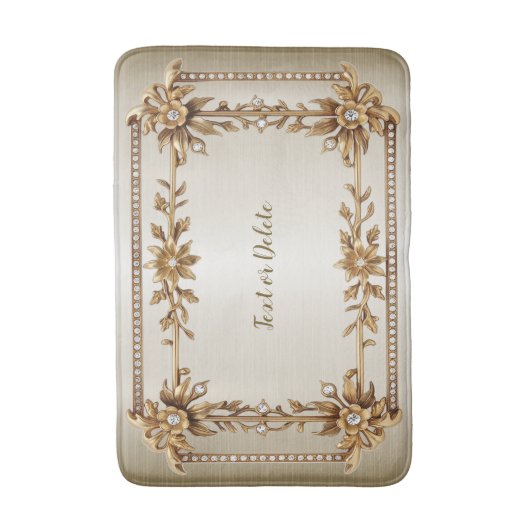 Golden Verziert Rectangle Dimond Blume Shiny Badematte (Vorderseite Vertikal)