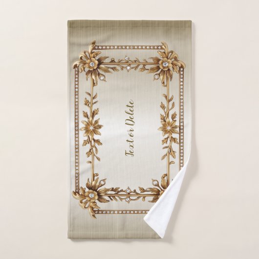 Golden Verziert Rectangle Dimond Blume Shiny Badhandtuch Set (Handtuch)