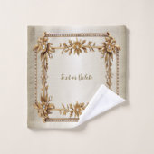 Golden Verziert Rectangle Dimond Blume Shiny Badhandtuch Set (Waschlappen)