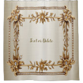 Golden Verziert Rectangle Dimond Blume Shiny Duschvorhang (Vorderseite)