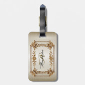 Golden Verziert Rectangle Dimond Blume Shiny Gepäckanhänger (Rückseite vertikal)