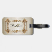 Golden Verziert Rectangle Dimond Blume Shiny Gepäckanhänger (Rückseite horizontal)