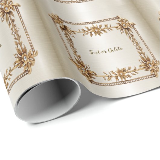 Golden Verziert Rectangle Dimond Blume Shiny Geschenkpapier (Rolleneckpunkt)