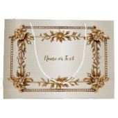 Golden Verziert Rectangle Dimond Blume Shiny Große Geschenktüte (Rückseite)