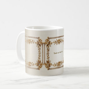 Golden Verziert Rectangle Dimond Blume Shiny Kaffeetasse