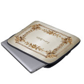 Golden Verziert Rectangle Dimond Blume Shiny Laptopschutzhülle (Vorne Knopf)