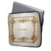 Golden Verziert Rectangle Dimond Blume Shiny Laptopschutzhülle (Vorderseite Links)