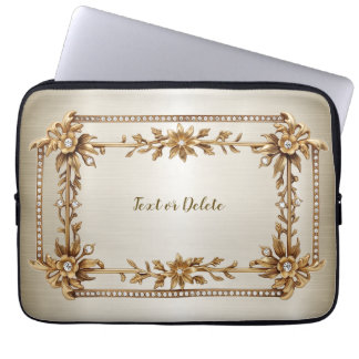 Golden Verziert Rectangle Dimond Blume Shiny Laptopschutzhülle