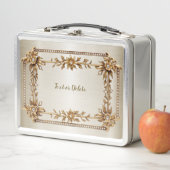 Golden Verziert Rectangle Dimond Blume Shiny Metall Brotdose (Beispiel)