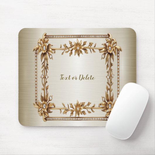 Golden Verziert Rectangle Dimond Blume Shiny Mousepad (Mit Mouse)