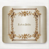 Golden Verziert Rectangle Dimond Blume Shiny Mousepad (Vorne)