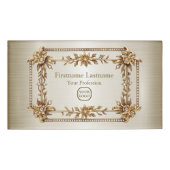 Golden Verziert Rectangle Dimond Blume Shiny Namenschild (Vorderseite)