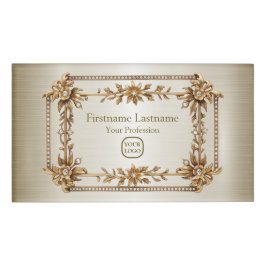 Golden Verziert Rectangle Dimond Blume Shiny Namenschild
