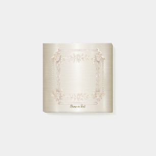 Golden Verziert Rectangle Dimond Blume Shiny Post-it Klebezettel