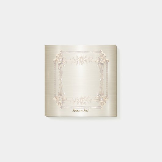 Golden Verziert Rectangle Dimond Blume Shiny Post-it Klebezettel (Vorderseite)