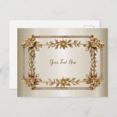 Golden Verziert Rectangle Dimond Blume Shiny Postkarte (Vorne/Hinten)