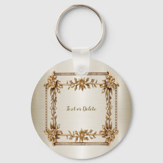 Golden Verziert Rectangle Dimond Blume Shiny Schlüsselanhänger