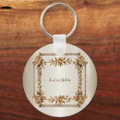 Golden Verziert Rectangle Dimond Blume Shiny Schlüsselanhänger (Rückseite)