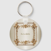 Golden Verziert Rectangle Dimond Blume Shiny Schlüsselanhänger (Rückseite)