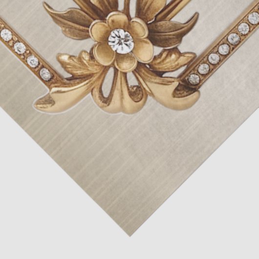 Golden Verziert Rectangle Dimond Blume Shiny Seidenpapier (Ausschnitt)