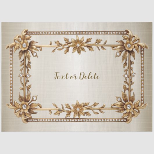 Golden Verziert Rectangle Dimond Blume Shiny Seidenpapier (Vorderseite)