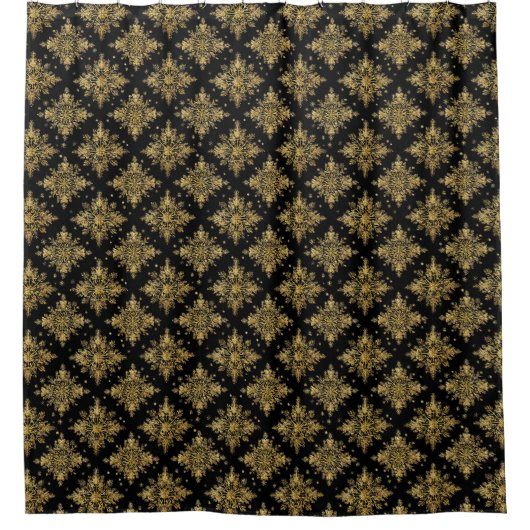 Golden Verziert Snowflake Pattern Duschvorhang (Vorderseite)