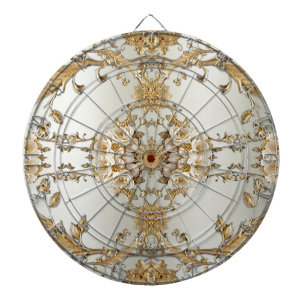Golden Verziert White Blume Dartboard Dartscheibe