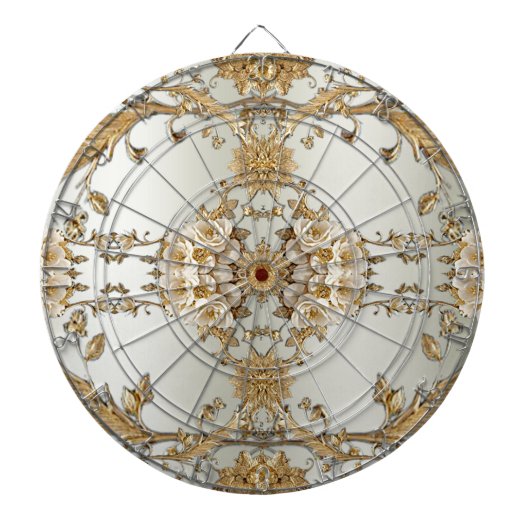 Golden Verziert White Blume Dartboard Dartscheibe (vorne)