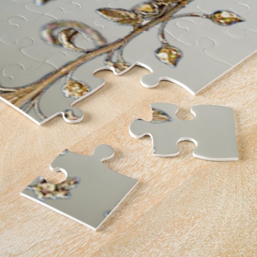 Golden Verziert White Blume Jigsaw Puzzle (Seite)