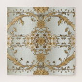 Golden Verziert White Blume Jigsaw Puzzle (Horizontal)