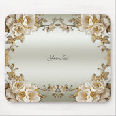 Golden Verziert White Blume Mousepad (Vorne)