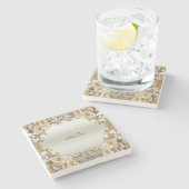 Golden Verziert White Blume Stone Untersetzer (Seitenansicht)