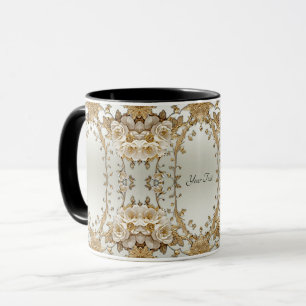 Golden Verziert White Blume Tasse