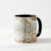 Golden Verziert White Blume Tasse (VorderseiteRechts)