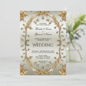Golden Verzierte Blume Hochzeitsfeiern Einladung