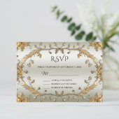 Golden Verzierte Blume RSVP-Karte RSVP Karte (Stehend Vorderseite)