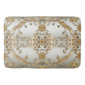 Golden Verzierte weiße Blume Badematte (Vorderseite)