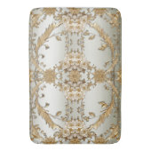 Golden Verzierte weiße Blume Badematte (Vorderseite Vertikal)