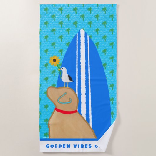 Golden Vibes Only Beach Towel Strandtuch (Vorderseite)