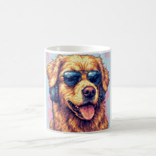 Golden Vibes only - Chill Hund mit Kopfhörern & Sh Kaffeetasse