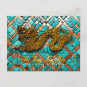 Golden Vietnamese Dragon Jahr 2024 Mosaik PostC Postkarte (Vorderseite)