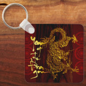 Golden Vietnamese Dragon New Year Monogram SqK Schlüsselanhänger (Vorderseite)