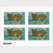 Golden Vietnamese Dragon Year 2024 Mosaic RecS Rechteckiger Aufkleber (Blatt)