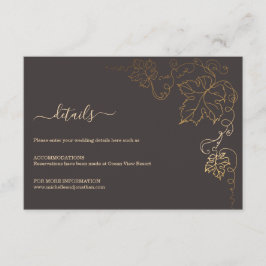 Golden Vineyard Gray Brown Hochzeitskarte Begleitkarte