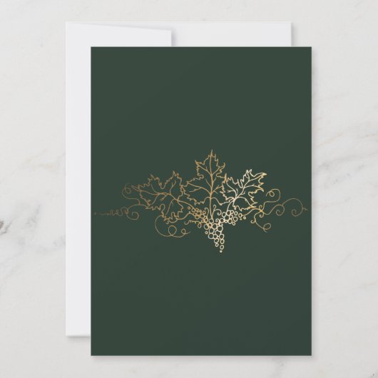 Golden Vineyard Green Imitate Goldene Hochzeit Einladung (Rückseite)