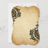 Golden Vintag Black Damask Hochzeitseinladungen Einladung (Rückseite)