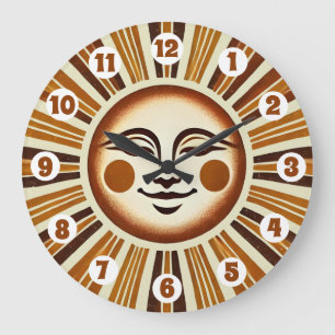 Golden Vintag Boho Sun Geschenk Große Wanduhr