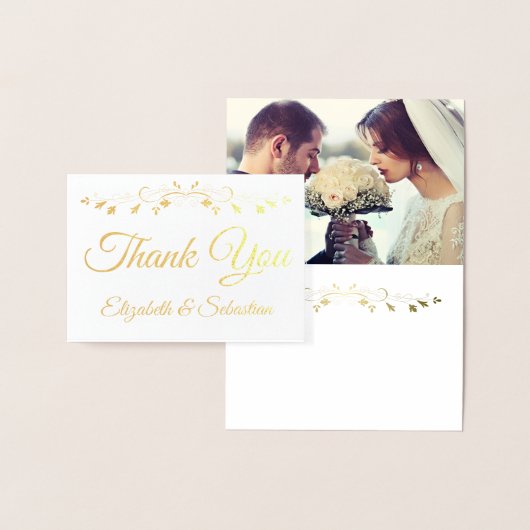 Golden Vintag Border Foto Hochzeit Danke Folienkarte (Anzeige)