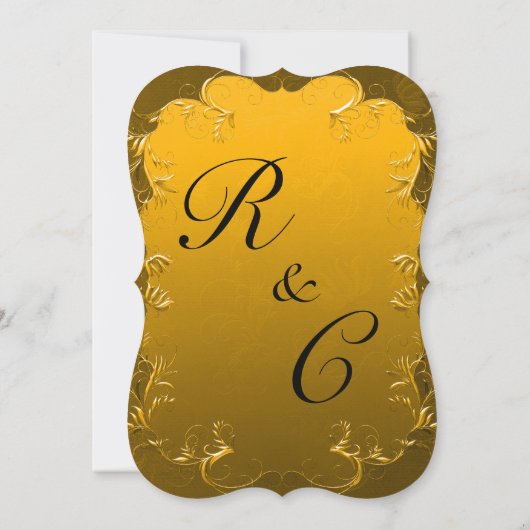 Golden Vintag Elegante Hochzeit Einladung (Rückseite)